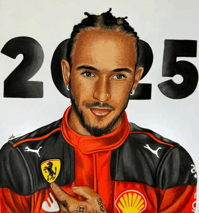 Drawing of Lewis Hamilton