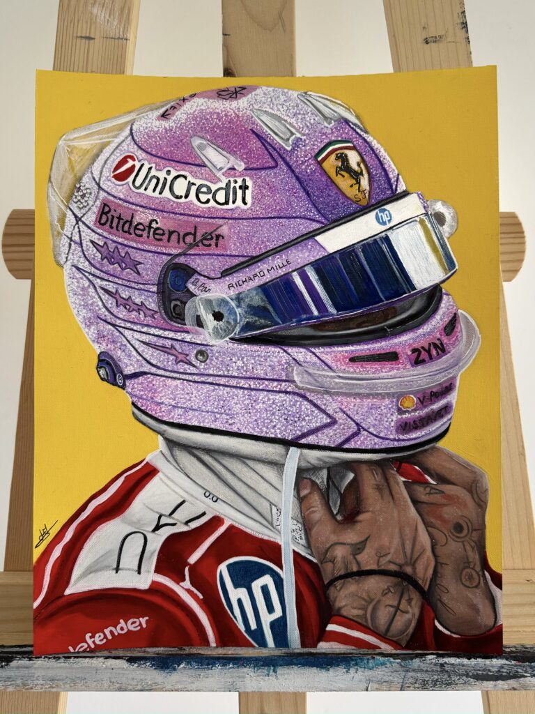 Painting of Lewis Hamilton